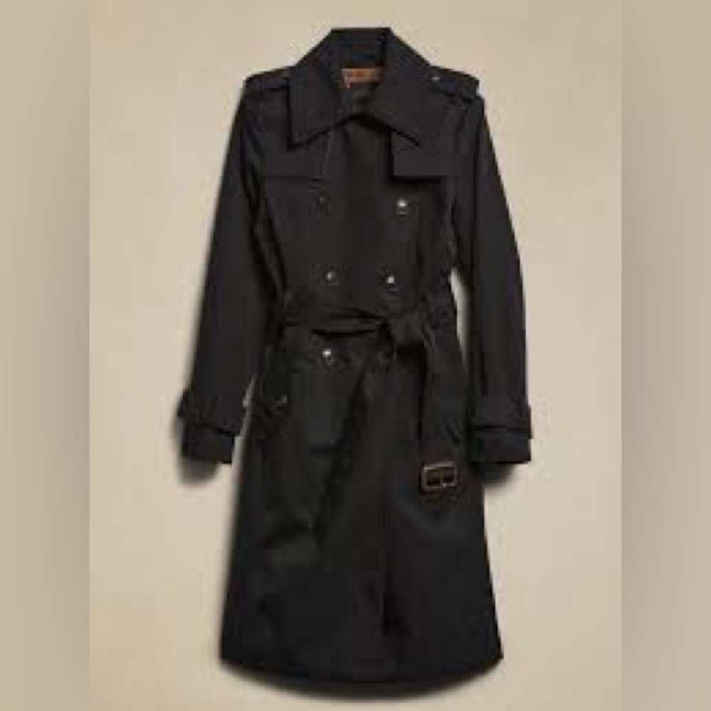 Banana Republic Women’s Midi Length Trench Coat With Belt Size Medium Black